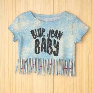 Small Shop Fringe Tee – “Blue Jean Baby” 💙 Great Condition. Size 4/5t